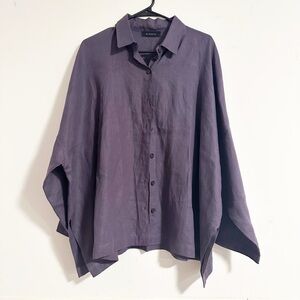 Blanque Linen Button Front Tunic Lagenlook Oversize Flowy Casual Tunic Top Shirt